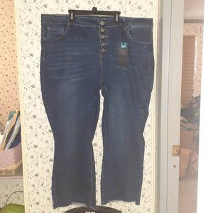 Rue 21 High Rise 5 Button Crop Flare Denim Jeans Plus Size Womens 20 NWT